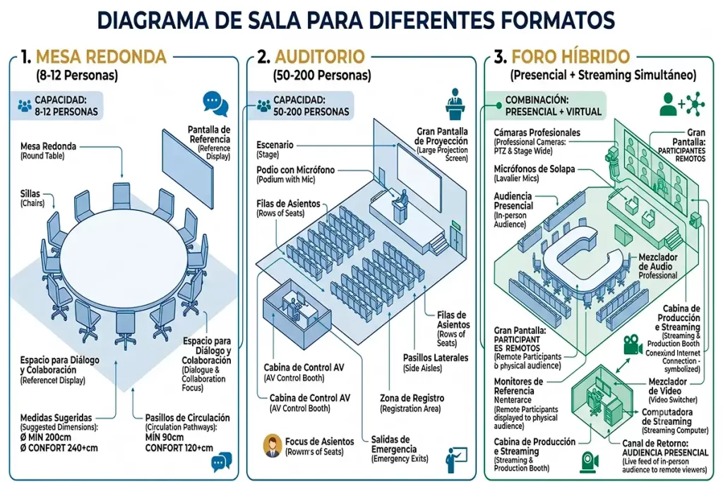 Alquiler de infraestructura y equipos audiovisuales para conversatorios, foros y mesas redondas en Colombia con APG.