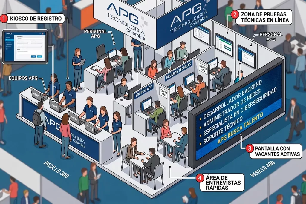 Alquiler de infraestructura y equipos tecnológicos para ferias de empleo y selección masiva con APG Tecnología.