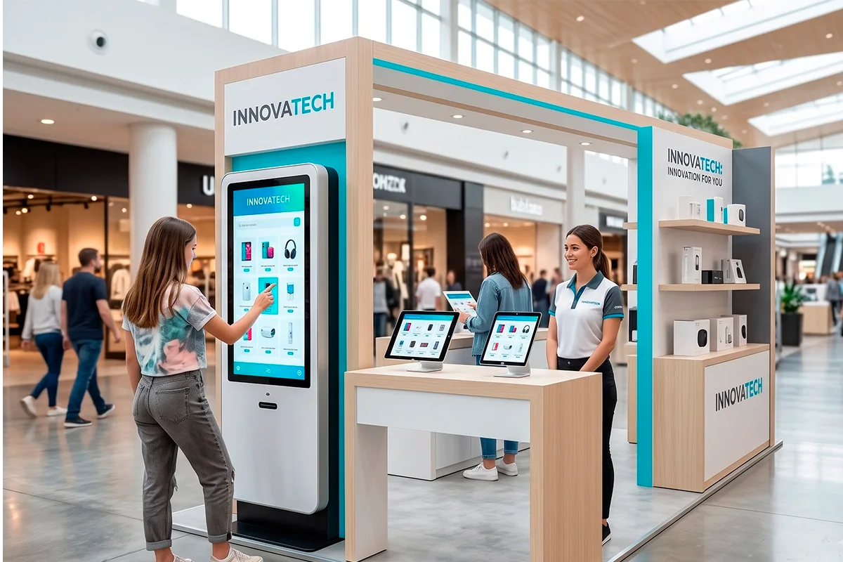 Alquiler de tótems digitales y tablets táctiles para tiendas efímeras y pop-up stores en Colombia.